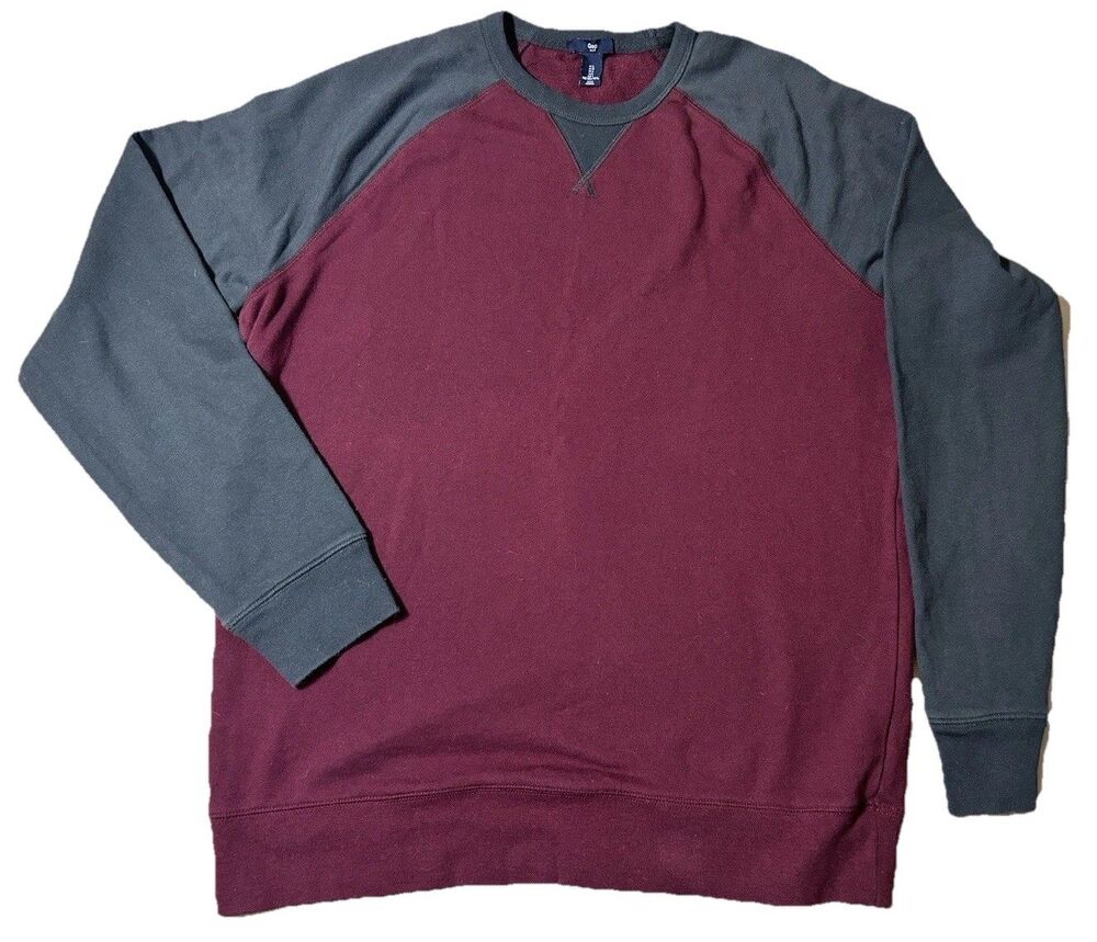 GAP Sweater Mens Burgundy Crewneck 100% Cotton Knit Pullover Casual Large